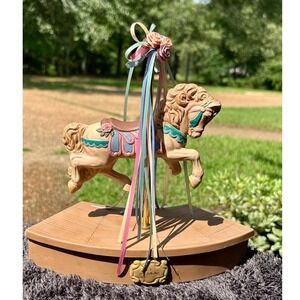 Vintage 1989 Alberta's Molds Carousel Horse Trinket‎ Box Pastel Victorian Decor